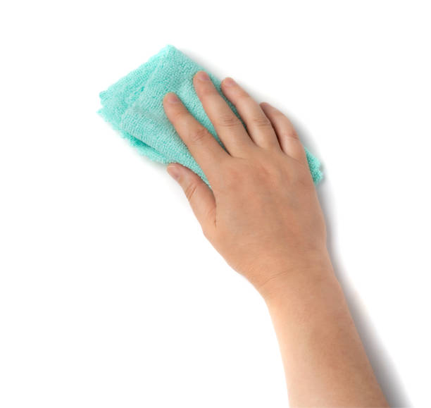 istock Cleaning cloth stack isolated. Wipe rag, cleaning microfiber towel, wiping cotton napkin, microfibre fabric 2185630877