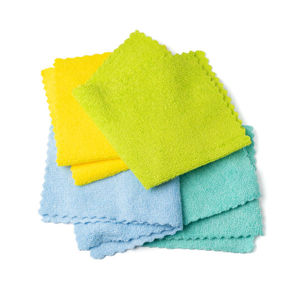 istock Cleaning cloth stack isolated. Wipe rag, cleaning microfiber towel, wiping cotton napkin, microfibre fabric 2185630879