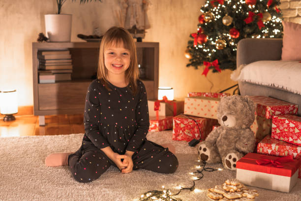 istock Happy girl at Christmas 2185639843