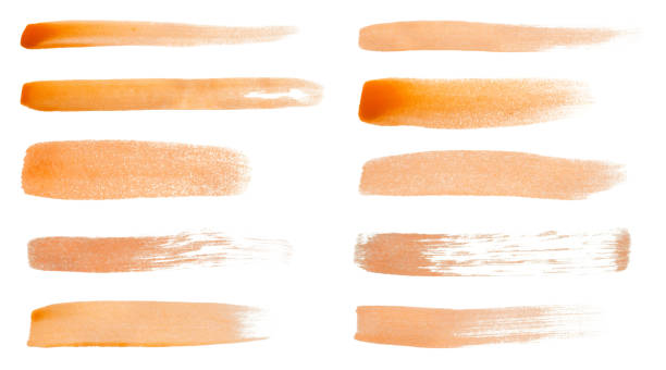 Orange brush stroke set isolated on white background
