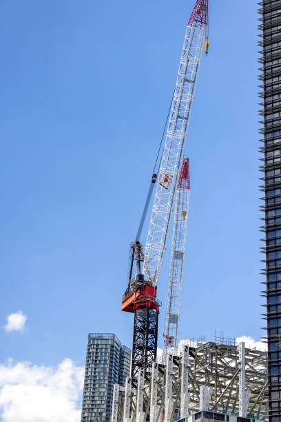 istock Construction of skyscrapers in city, sky background with copy space 2185648061