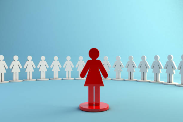 istock Person standing out in a group, representing leadership and protagonism in the workplace. Ideal for themes of leadership, influence and prominence in teams. 3D illustration 2185656584