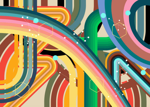 istock Retro 70s Background. Groovy abstract 1970s art template. Minimalistic Vintage striped design poster. Old-fashioned rainbow color artwork. 2185657325