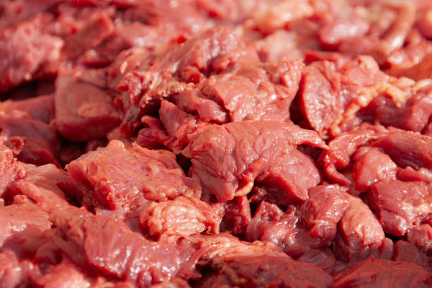 istock texture raw meat for stew, beef. Lamb meat cut in pieces, for cooking mutton, 2185660681