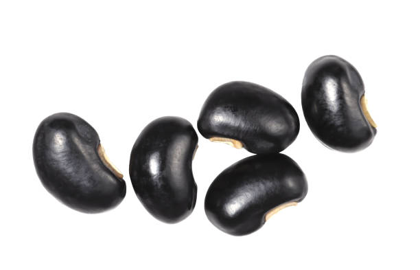 istock Close-up of black beans set, isolated on white background. Top view. 2185661608