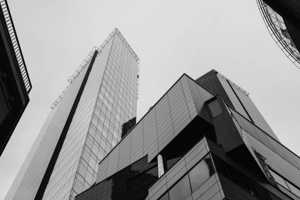 istock Low angle view of skyscraper buildings against blue sky 2185663503
