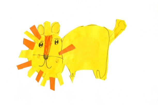 Child's Drawing - Lion paper stickers