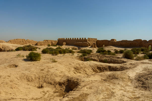 istock A desert landscape with a large wall in the distance 2185663831