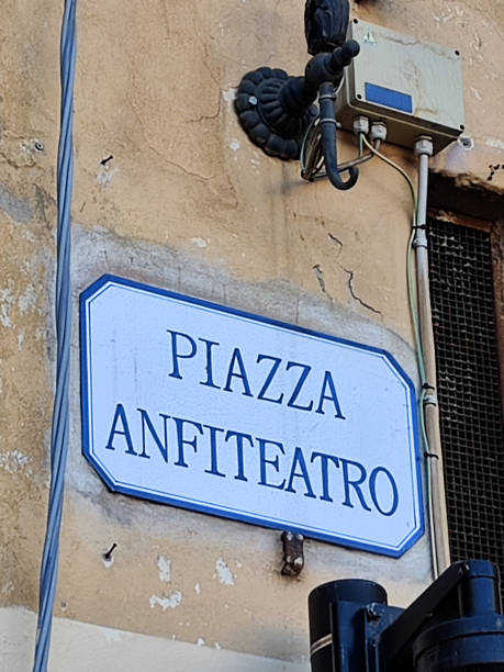 Piazza Anfiteatro sign, Lucca, Tuscany