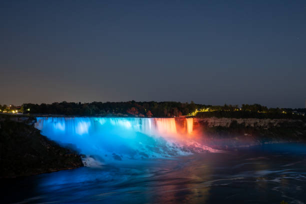 istock Night view of Niagara Falls with lights. 2185671924