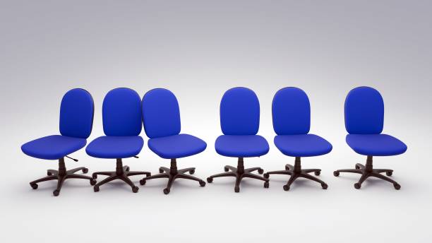Designed to enhance productivity, these chairs promote good posture and reduce fatigue; 3d rendering