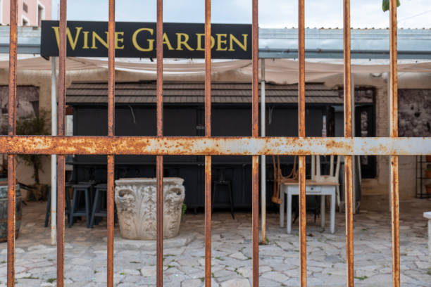 istock Rusted Gate in Front of a Bar in Zadar 2185678357