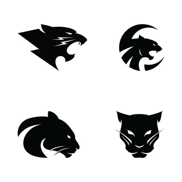 Black phanter icon logo design illustration Black phanter icon logo design illustration leopard stock illustrations
