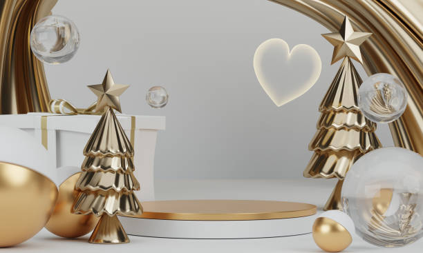 istock Theme Christmas product display stand minimal .3D rendering 2185680416