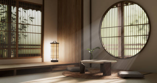 istock Japanese traditional style with decoration muji minimal. 3D rendering 2185680446