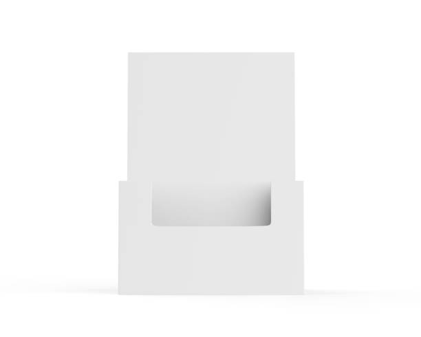 istock Acrylic wall mount brochure holder mockup with blank white brochures. 3d illustration. 2185682112