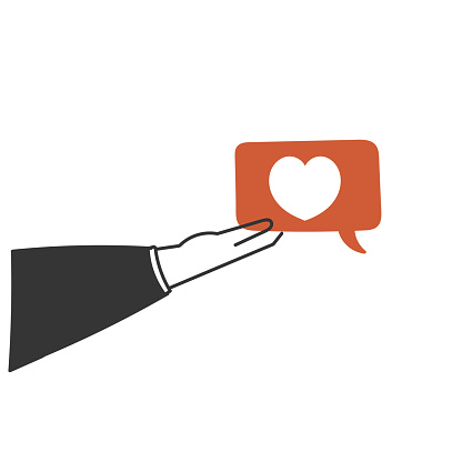 Hand Comment Image Hand Holding Love Comment In Doodle Drawing Style Stock Illustration ...