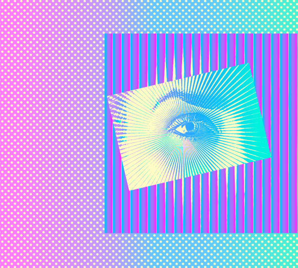 istock Close up of female eye in paper cut style 2185682859