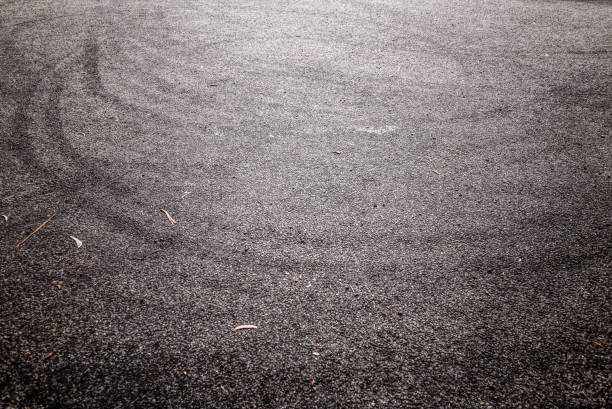 close-up horizontal view of new asphalt road