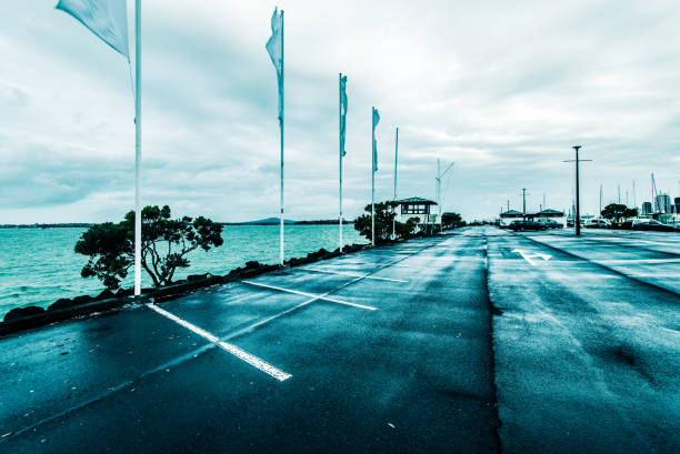Outdoor car park when it is rainy