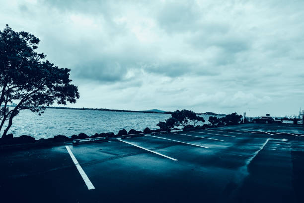 Outdoor car park when it is rainy