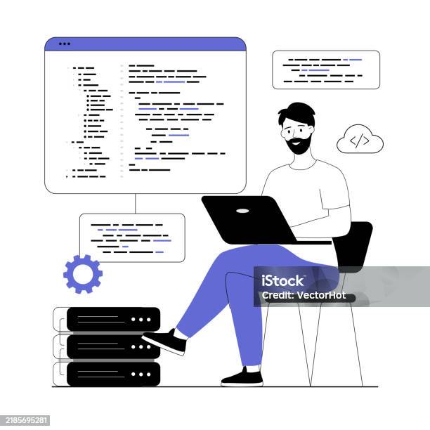 Programming Software Concept Man Write Test And Optimize Code Work With ...