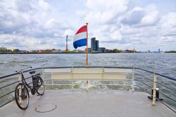 Rotterdam cityscape view over river, Netherlands.