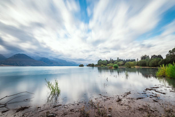 Lake Pukaki landscape long expo