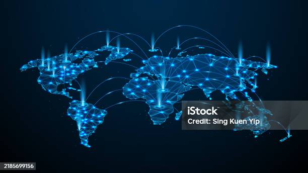 Global Connection Network World Map And Node Background For Internet ...