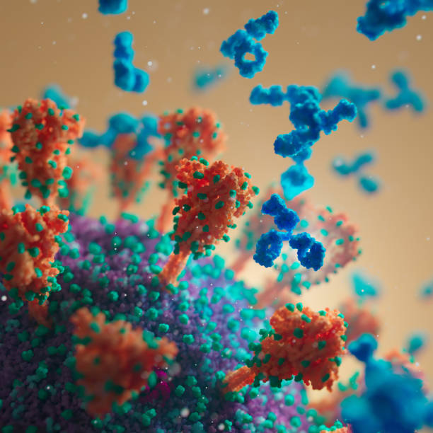 istock Vibrant Microscopic View of Virus and Antibody Interaction 2185702043