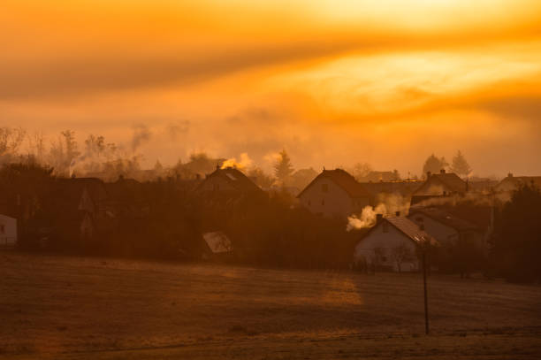 Air pollution from burning solid fuel in rural family homes