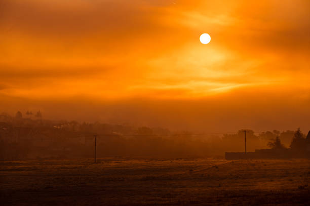istock Orange autumn Sunrise. Colorful Wallpaper. Red edit space 2185703787