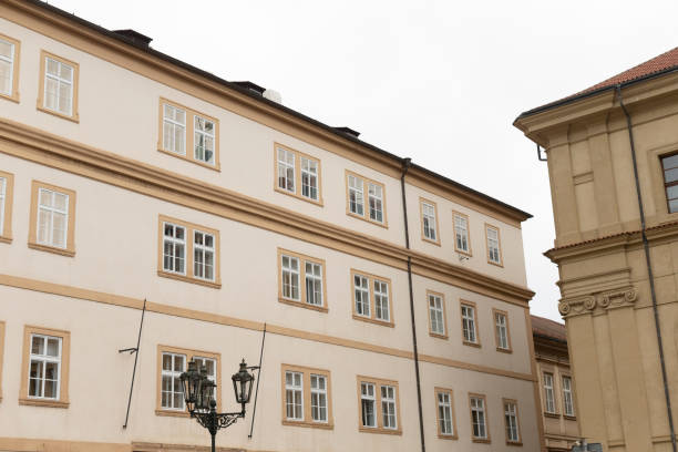 istock Historic European Building Facade with Windows and Architecture Details 2185703876