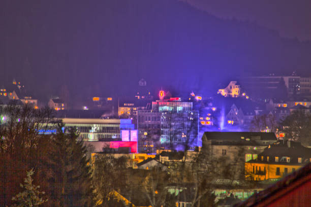istock Siegen old town with church at night 2185704843