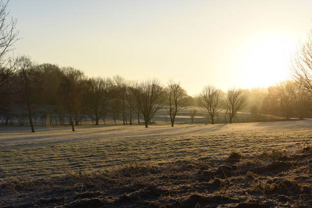 istock Beautiful sunrise over a landscape.golden light 2185706165