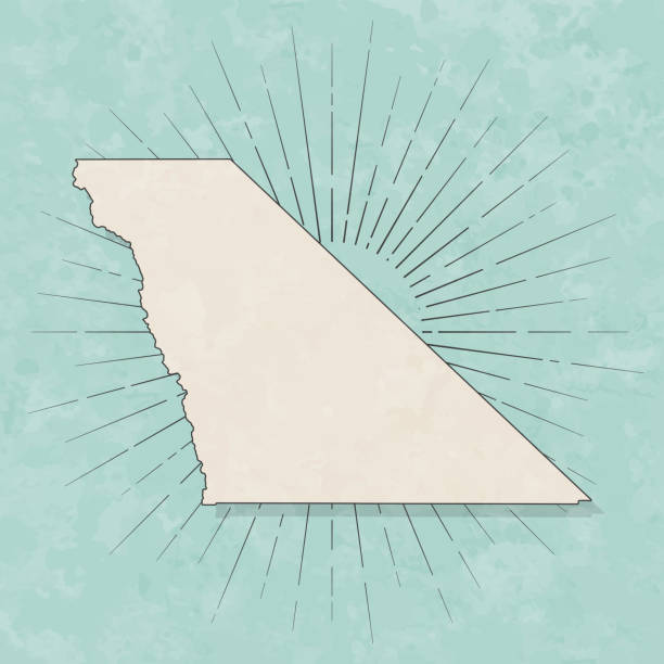 Map of Inyo County - California, in a trendy vintage style. Beautiful retro illustration with old textured paper and light rays in the background (colors used: blue, green, beige and black for the outline). Vector Illustration (EPS file, well layered and grouped). Easy to edit, manipulate, resize or colorize. Vector and Jpeg file of different sizes.