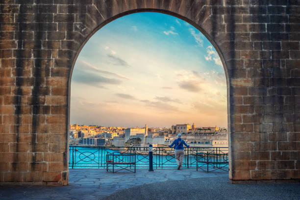 Looking Away From Valletta to Birgu stock photo