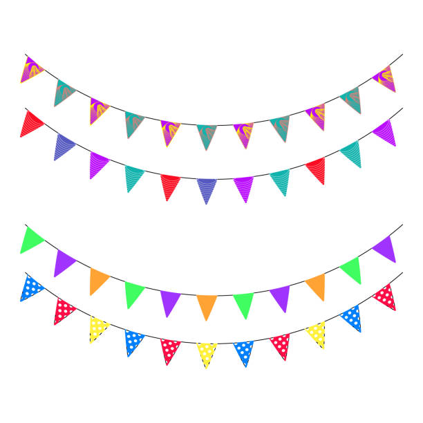istock Flags celebration pennant color, for birthday christmas or new year 2185706619