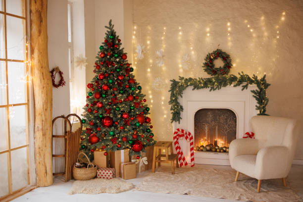 istock Cozy Christmas Living Room with Decorated Tree 2185708806