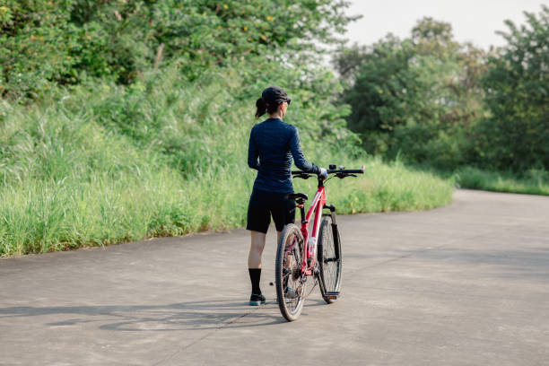 istock Riding bike in spring forest 2185712177