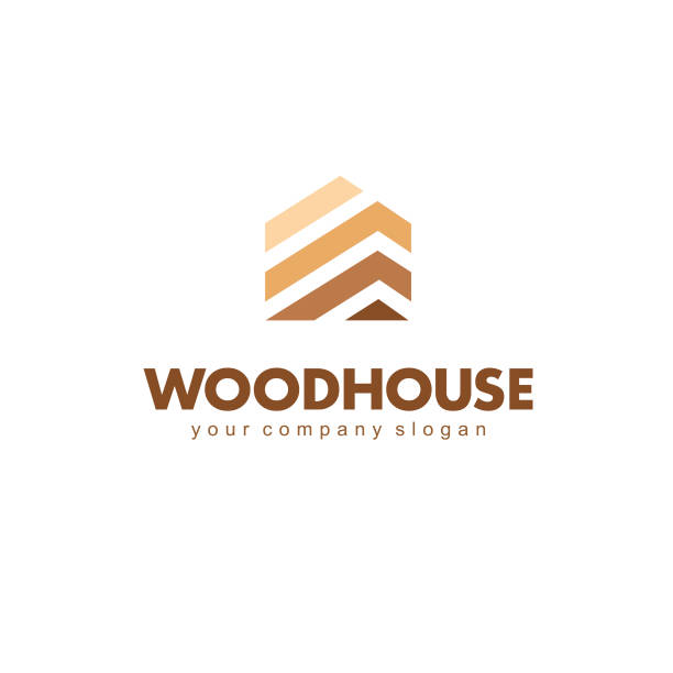 Vector design template. Abstract wood house sign.