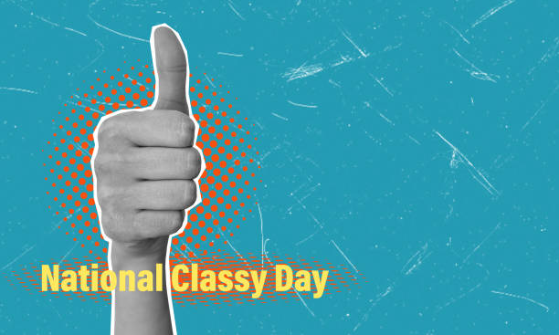 istock Modern art art collage with thumbs-up image on blue background. 2185712890