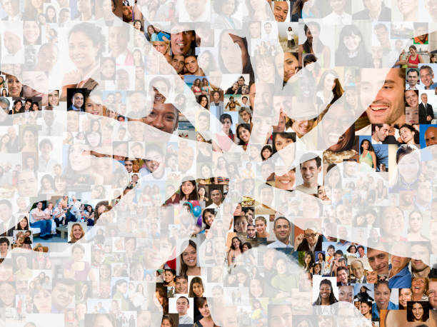 istock Concentric patterns revealing portraits of people 2185715065