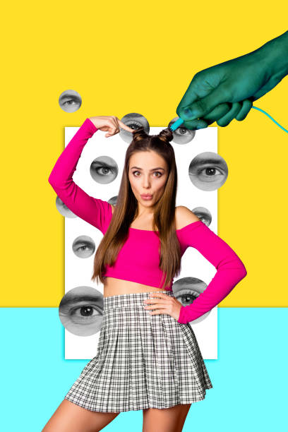 istock Creative artwork graphics collage painting of funky puzzled lady need energy charging isolated drawing background 2185715709
