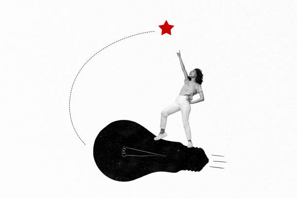 istock Collage 3d pinup pop retro sketch image of excited funky lady having plan achieving success isolated white color background 2185717538