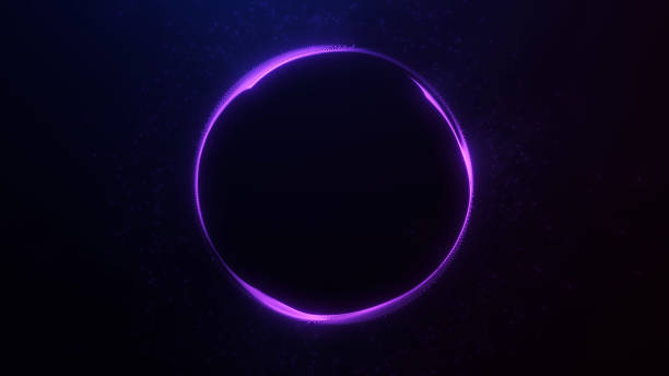 istock Dynamic dark purple glowing energy sphere of dots and lines. Digital neon  sci fi futuristic cyber core of shining particles for Vj. Abstract flowing fantasy modern orb. 2185718199
