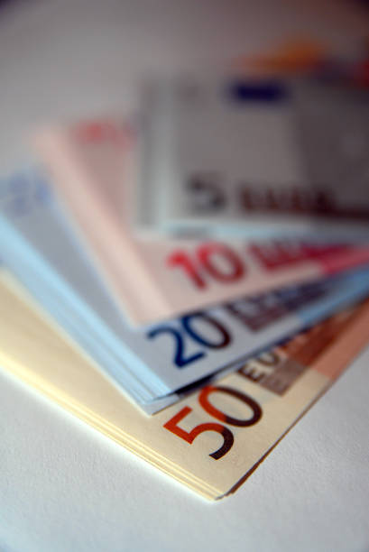 A stack of EUR european bills