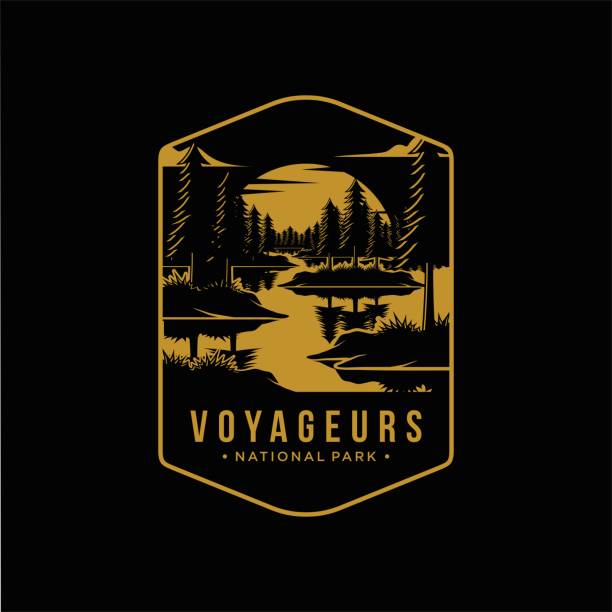 Line art Voyageurs National Park patch icon illustration