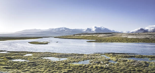 istock High mountain landscape panorama, a river in the mountains flows in a mountain valley among green meadows against the backdrop of mountains, landscape in the Pamir Mountains for background 2185720148