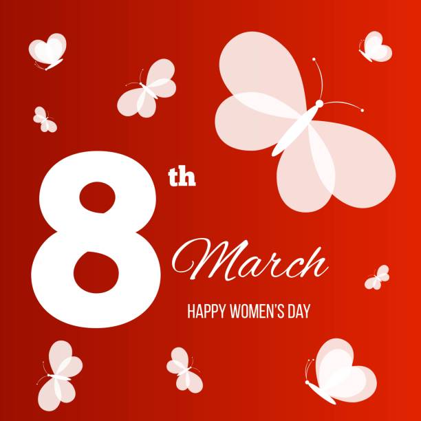 istock Eight of March Happy Women's Day with Butterflies 2185721559
